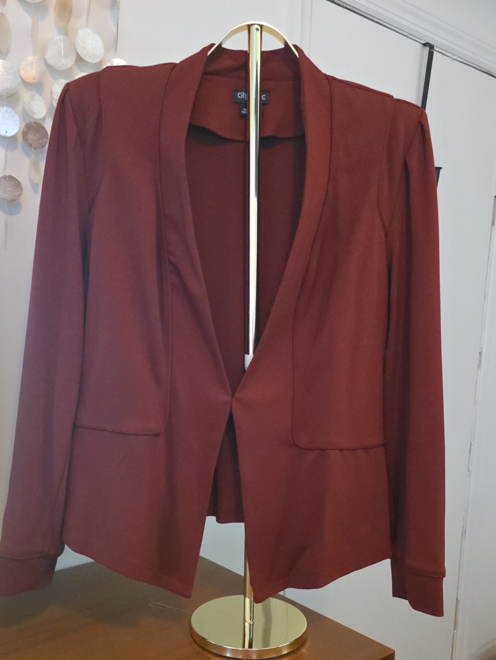 City Chic Wine Red Open Front Blazer